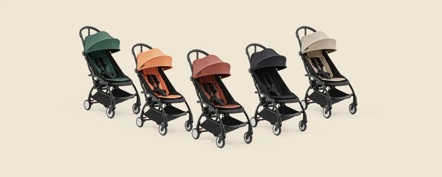 Der Stokke YOYO⁵ in seinen fünf Farben nebeneinander